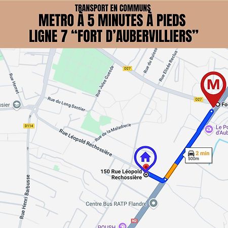 オーベルヴィリエLe Michigan - 10Mn From Paris - Metro Ligne 7アパートメント エクステリア 写真